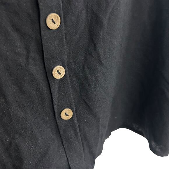 Black Linen Blend Button Front Tank Top XL Minimalist Summer Casual Chic - Picture 4 of 7